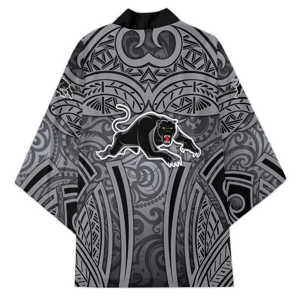 Penrith Panthers Rugby Kimono Polynesian Tribal Panther Warrior Black Grey Pattern
