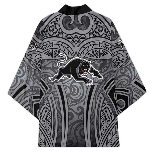 Penrith Panthers Rugby Kimono Polynesian Tribal Panther Warrior Black Grey Pattern