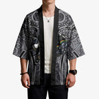 Penrith Panthers Rugby Kimono Polynesian Tribal Panther Warrior Black Grey Pattern