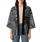 Penrith Panthers Rugby Kimono Polynesian Tribal Panther Warrior Black Grey Pattern