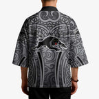 Penrith Panthers Rugby Kimono Polynesian Tribal Panther Warrior Black Grey Pattern