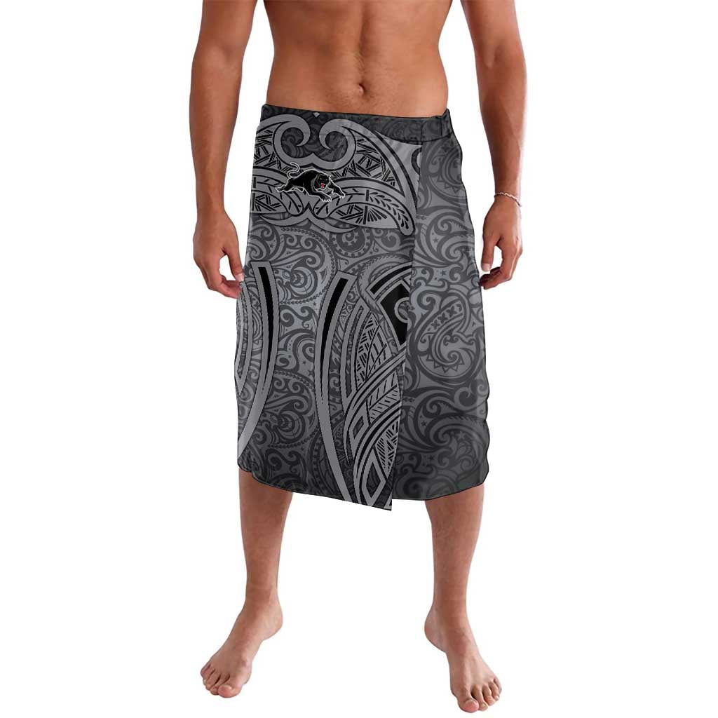 Penrith Panthers Rugby Lavalava Polynesian Tribal Panther Warrior Black Grey Pattern