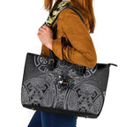 Penrith Panthers Rugby Leather Tote Bag Polynesian Tribal Panther Warrior Black Grey Pattern
