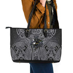 Penrith Panthers Rugby Leather Tote Bag Polynesian Tribal Panther Warrior Black Grey Pattern