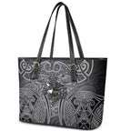 Penrith Panthers Rugby Leather Tote Bag Polynesian Tribal Panther Warrior Black Grey Pattern