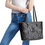 Penrith Panthers Rugby Leather Tote Bag Polynesian Tribal Panther Warrior Black Grey Pattern