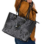 Penrith Panthers Rugby Leather Tote Bag Polynesian Tribal Panther Warrior Black Grey Pattern