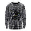 Penrith Panthers Rugby Long Sleeve Shirt Polynesian Tribal Panther Warrior Black Grey Pattern