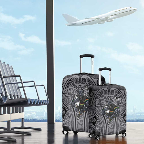 Penrith Panthers Rugby Luggage Cover Polynesian Tribal Panther Warrior Black Grey Pattern
