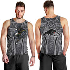 Penrith Panthers Rugby Men Tank Top Polynesian Tribal Panther Warrior Black Grey Pattern