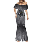 Penrith Panthers Rugby Mermaid Dress Polynesian Tribal Panther Warrior Black Grey Pattern