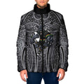 Penrith Panthers Rugby Padded Jacket Polynesian Tribal Panther Warrior Black Grey Pattern
