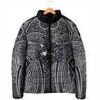 Penrith Panthers Rugby Padded Jacket Polynesian Tribal Panther Warrior Black Grey Pattern