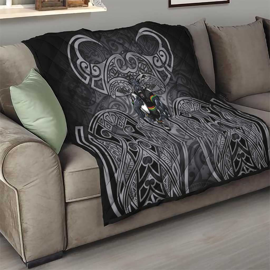Penrith Panthers Rugby Quilt Polynesian Tribal Panther Warrior Black Grey Pattern