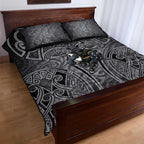Penrith Panthers Rugby Quilt Bed Set Polynesian Tribal Panther Warrior Black Grey Pattern