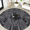 Penrith Panthers Rugby Round Carpet Polynesian Tribal Panther Warrior Black Grey Pattern