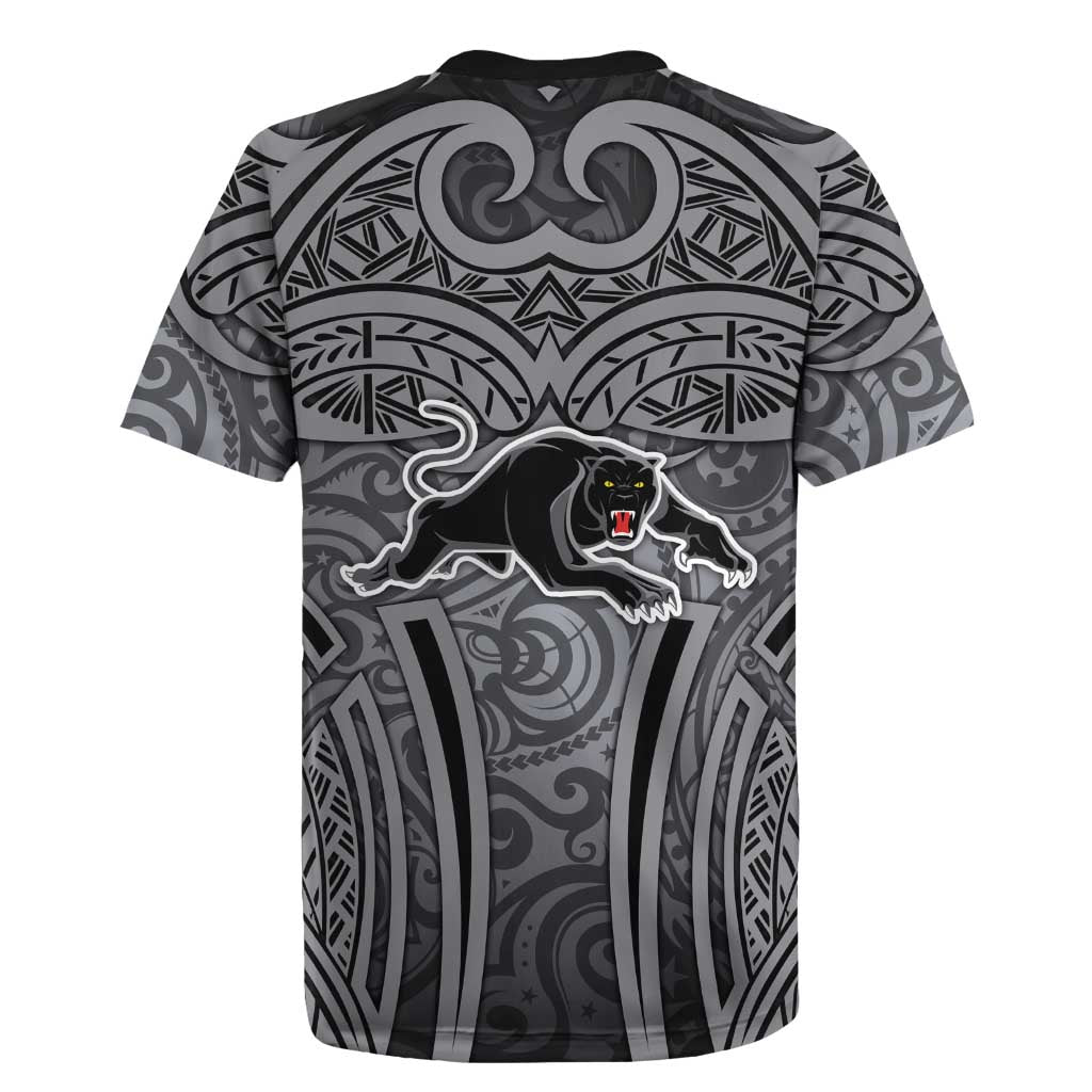Penrith Panthers Rugby Rugby Jersey Polynesian Tribal Panther Warrior Black Grey Pattern
