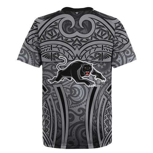Penrith Panthers Rugby Rugby Jersey Polynesian Tribal Panther Warrior Black Grey Pattern