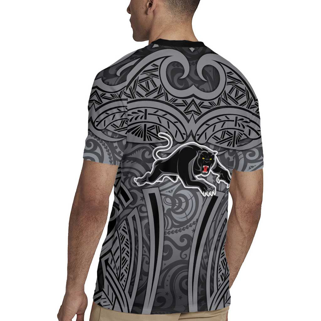 Penrith Panthers Rugby Rugby Jersey Polynesian Tribal Panther Warrior Black Grey Pattern