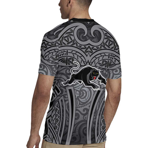 Penrith Panthers Rugby Rugby Jersey Polynesian Tribal Panther Warrior Black Grey Pattern