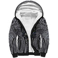 Penrith Panthers Rugby Sherpa Hoodie Polynesian Tribal Panther Warrior Black Grey Pattern