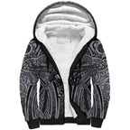 Penrith Panthers Rugby Sherpa Hoodie Polynesian Tribal Panther Warrior Black Grey Pattern