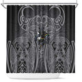Penrith Panthers Rugby Shower Curtain Polynesian Tribal Panther Warrior Black Grey Pattern