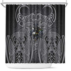 Penrith Panthers Rugby Shower Curtain Polynesian Tribal Panther Warrior Black Grey Pattern