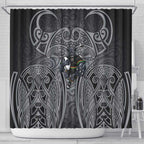 Penrith Panthers Rugby Shower Curtain Polynesian Tribal Panther Warrior Black Grey Pattern
