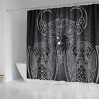 Penrith Panthers Rugby Shower Curtain Polynesian Tribal Panther Warrior Black Grey Pattern