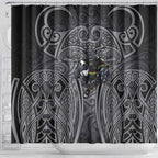 Penrith Panthers Rugby Shower Curtain Polynesian Tribal Panther Warrior Black Grey Pattern