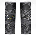 Penrith Panthers Rugby Skinny Tumbler Polynesian Tribal Panther Warrior Black Grey Pattern