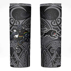 Penrith Panthers Rugby Skinny Tumbler Polynesian Tribal Panther Warrior Black Grey Pattern