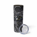 Penrith Panthers Rugby Skinny Tumbler Polynesian Tribal Panther Warrior Black Grey Pattern