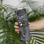 Penrith Panthers Rugby Skinny Tumbler Polynesian Tribal Panther Warrior Black Grey Pattern