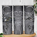 Penrith Panthers Rugby Skinny Tumbler Polynesian Tribal Panther Warrior Black Grey Pattern