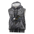 Penrith Panthers Rugby Sleeveless Hoodie Polynesian Tribal Panther Warrior Black Grey Pattern