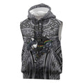 Penrith Panthers Rugby Sleeveless Zip Hoodie Polynesian Tribal Panther Warrior Black Grey Pattern