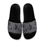 Penrith Panthers Rugby Slide Sandals Polynesian Tribal Panther Warrior Black Grey Pattern