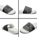 Penrith Panthers Rugby Slide Sandals Polynesian Tribal Panther Warrior Black Grey Pattern