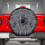 Penrith Panthers Rugby Spare Tire Cover Polynesian Tribal Panther Warrior Black Grey Pattern