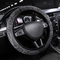 Penrith Panthers Rugby Steering Wheel Cover Polynesian Tribal Panther Warrior Black Grey Pattern