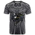 Penrith Panthers Rugby T Shirt Polynesian Tribal Panther Warrior Black Grey Pattern