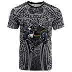 Penrith Panthers Rugby T Shirt Polynesian Tribal Panther Warrior Black Grey Pattern