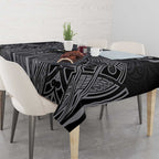 Penrith Panthers Rugby Tablecloth Polynesian Tribal Panther Warrior Black Grey Pattern