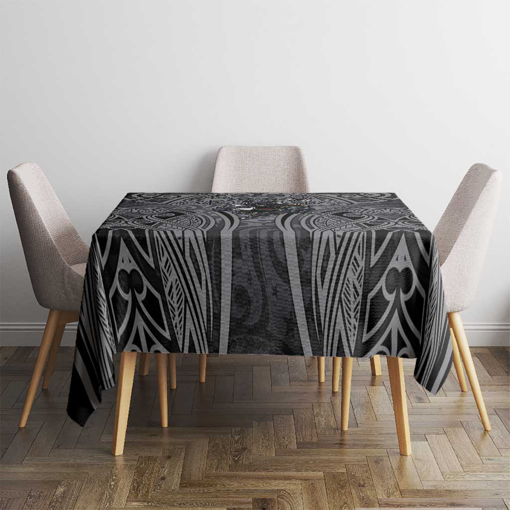 Penrith Panthers Rugby Tablecloth Polynesian Tribal Panther Warrior Black Grey Pattern