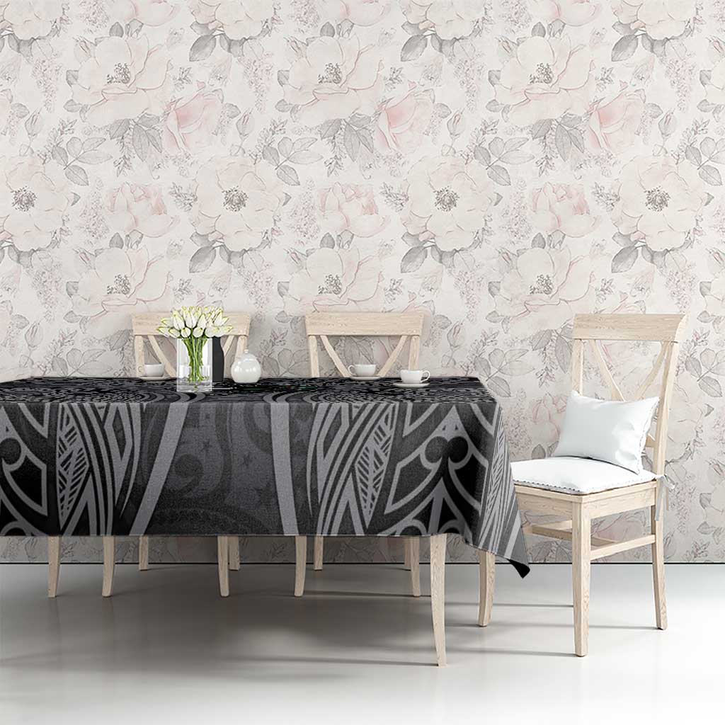 Penrith Panthers Rugby Tablecloth Polynesian Tribal Panther Warrior Black Grey Pattern