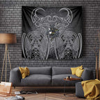 Penrith Panthers Rugby Tapestry Polynesian Tribal Panther Warrior Black Grey Pattern
