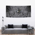Penrith Panthers Rugby Tapestry Polynesian Tribal Panther Warrior Black Grey Pattern