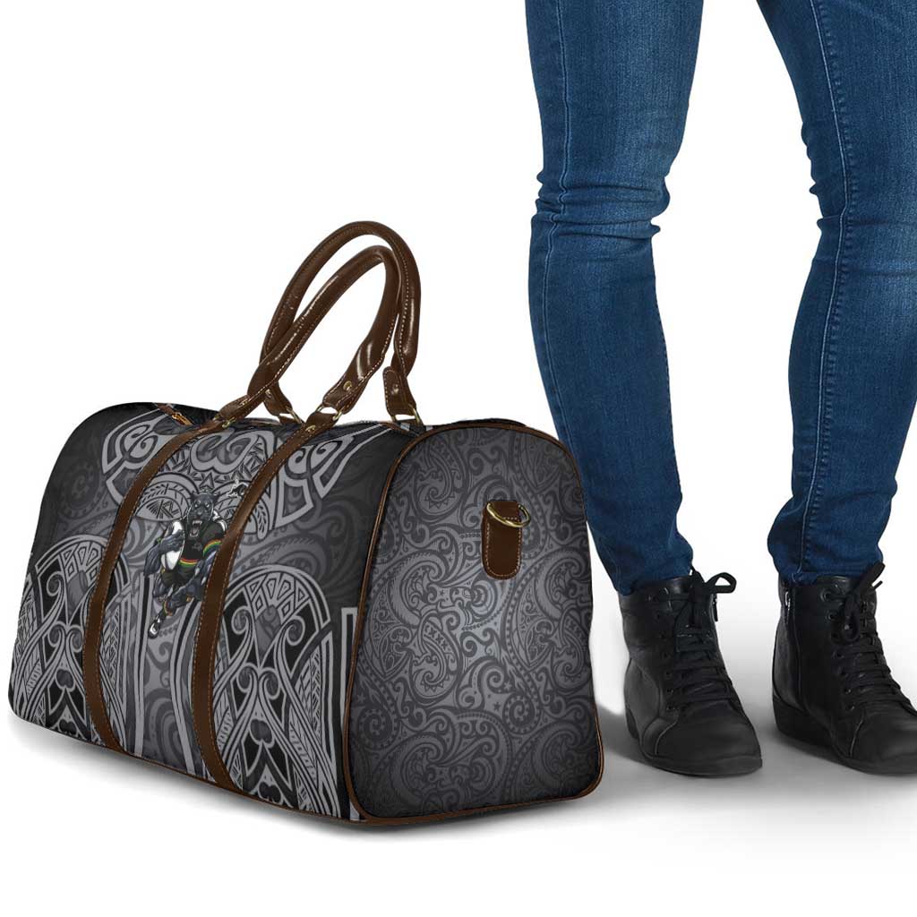 Penrith Panthers Rugby Travel Bag Polynesian Tribal Panther Warrior Black Grey Pattern